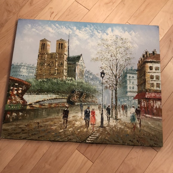 Paris Painting 20”x24” Impressionist Possibly Burnett - Picture 2 of 4